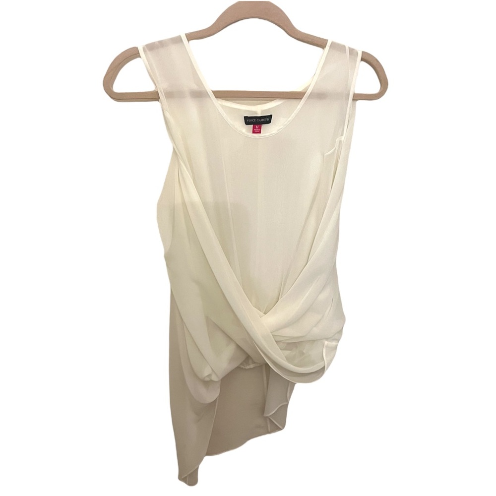 Vince Camuto | Sz M | Flowy Sleeveless Dress Shirt | Tummy Disguising